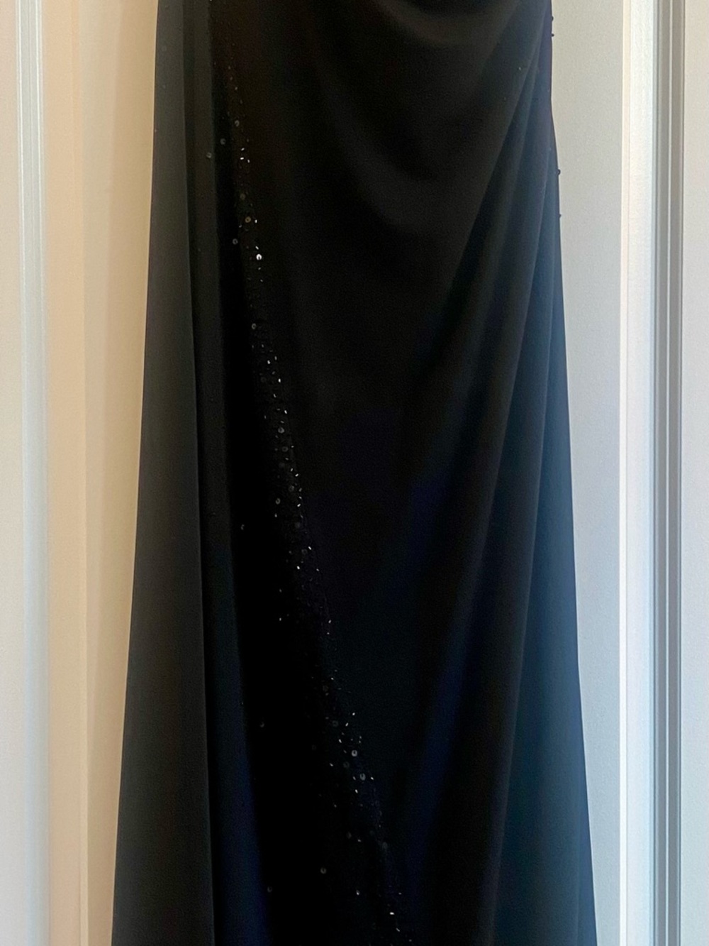 White House Black Market Strapless Black Maxi Dress with Sequin Detail